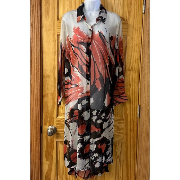 V559, NWT! Liverpool Los Angeles Women’s Sz M Multi-color Button Up Hi-Lo Length - Picture 3 of 16